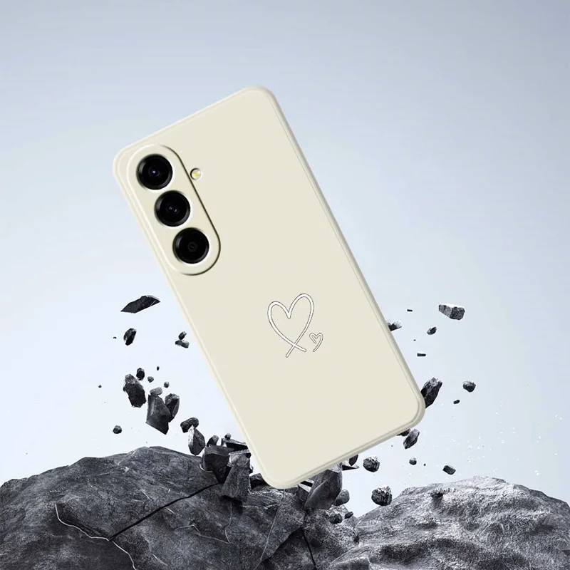 For Samsung Galaxy A56 5G Case White Love Pattern Printing Straight Edge TPU Phone Back Cover - Beige