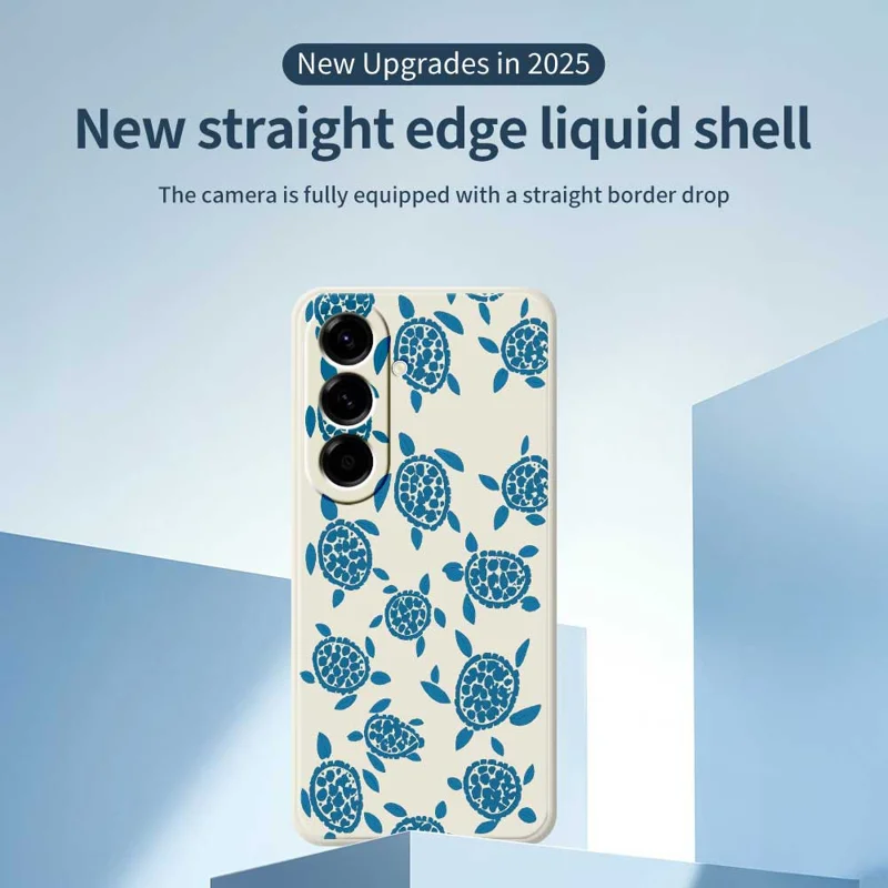 TPU-hoesje voor Samsung Galaxy A56 5G met blauw schildpaddenpatroon, rechte rand, beige