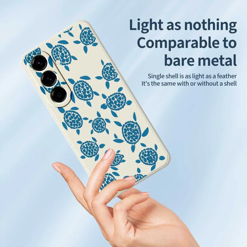 TPU-hoesje voor Samsung Galaxy A56 5G met blauw schildpaddenpatroon, rechte rand, beige