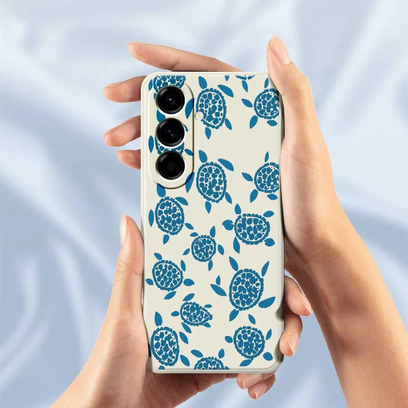 TPU-hoesje voor Samsung Galaxy A56 5G met blauw schildpaddenpatroon, rechte rand, beige