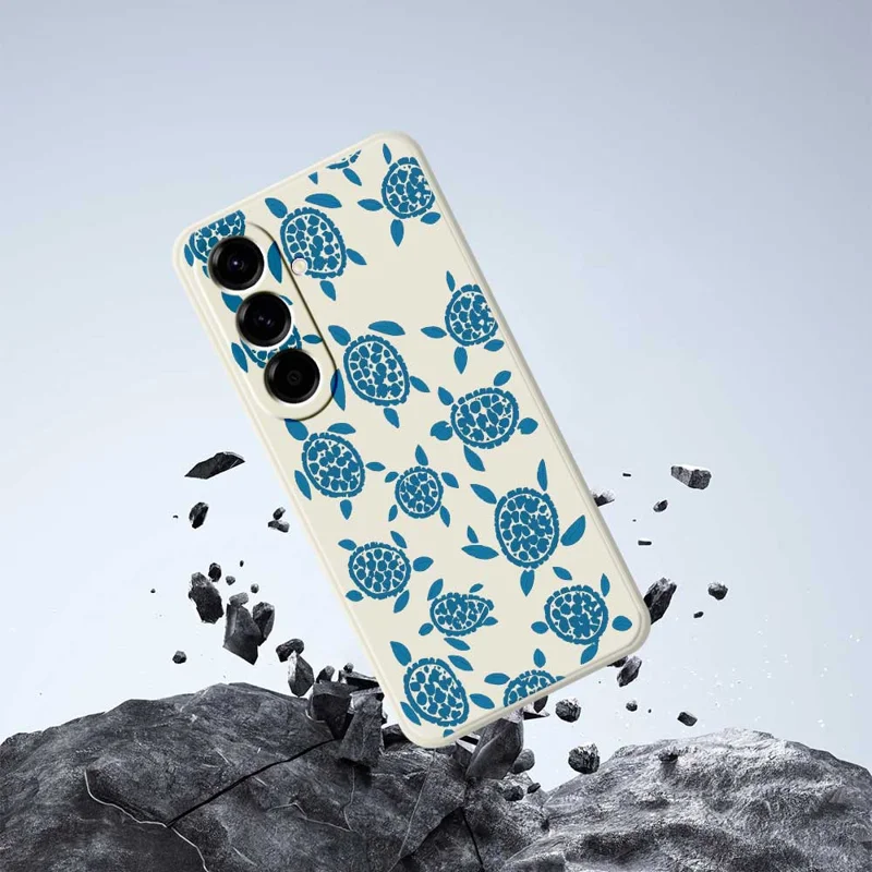 TPU-hoesje voor Samsung Galaxy A56 5G met blauw schildpaddenpatroon, rechte rand, beige