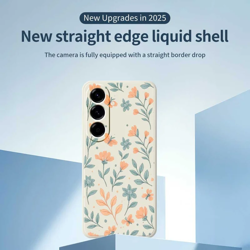 For Samsung Galaxy A56 5G Case Yellow Flowers Pattern Printing Straight Edge TPU Phone Back Cover - Beige
