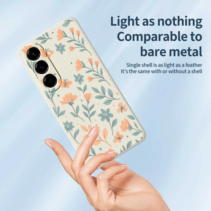 For Samsung Galaxy A56 5G Case Yellow Flowers Pattern Printing Straight Edge TPU Phone Back Cover - Beige