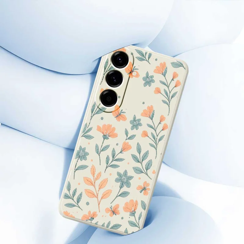 For Samsung Galaxy A56 5G Case Yellow Flowers Pattern Printing Straight Edge TPU Phone Back Cover - Beige