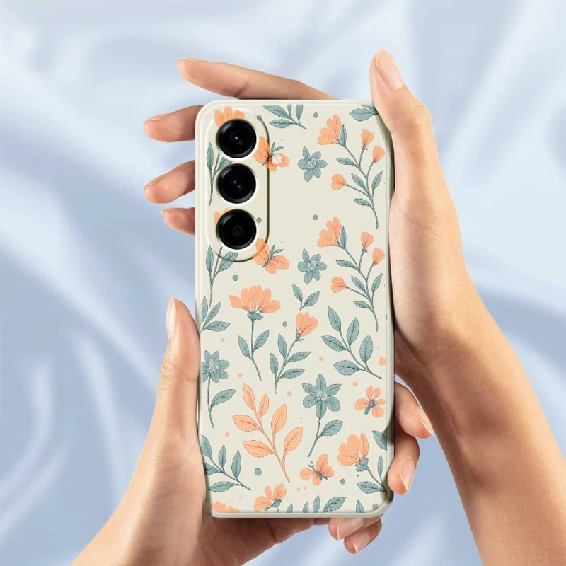For Samsung Galaxy A56 5G Case Yellow Flowers Pattern Printing Straight Edge TPU Phone Back Cover - Beige