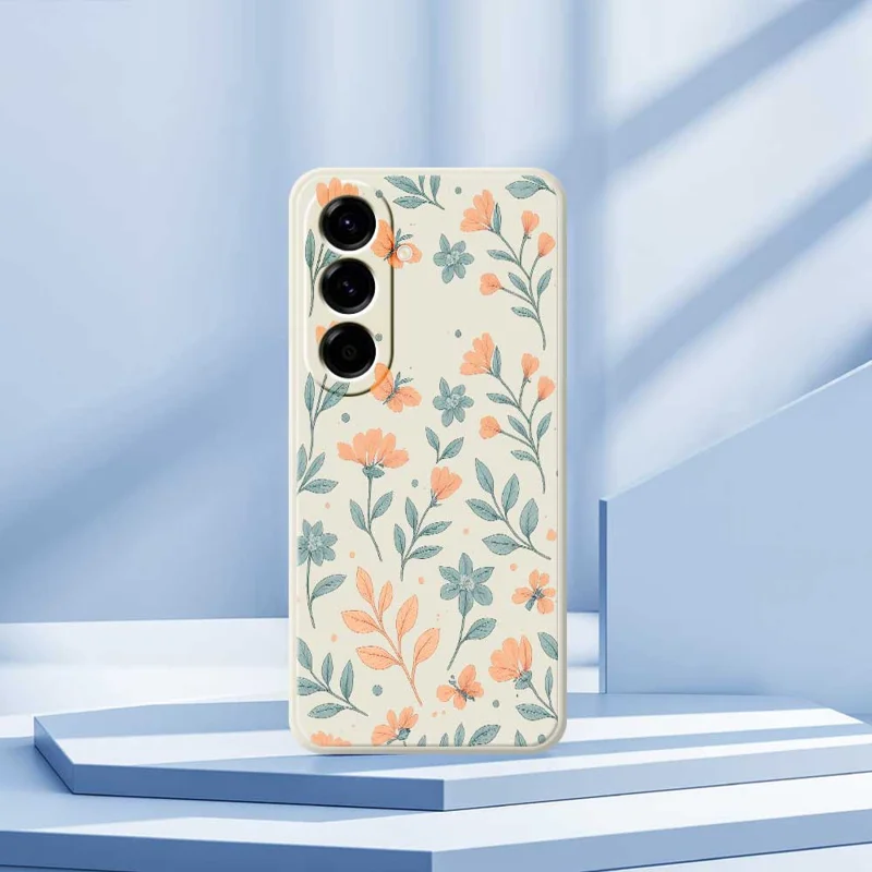 For Samsung Galaxy A56 5G Case Yellow Flowers Pattern Printing Straight Edge TPU Phone Back Cover - Beige