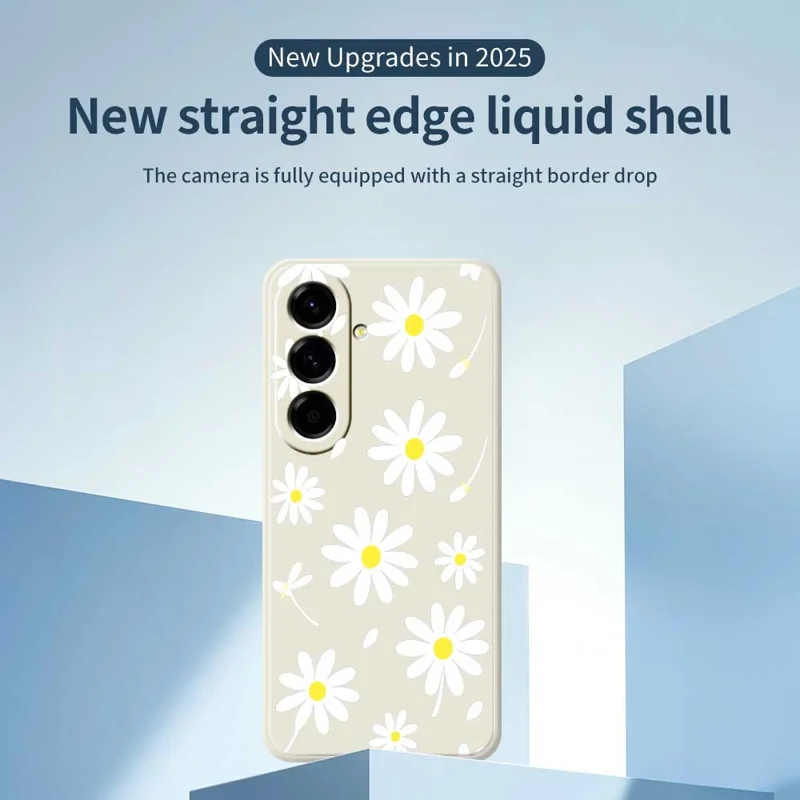 For Samsung Galaxy A56 5G Case White Daisy Pattern Printing Straight Edge TPU Phone Back Cover - Beige