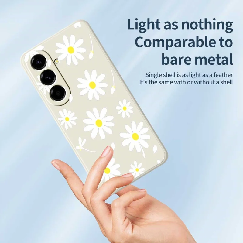 For Samsung Galaxy A56 5G Case White Daisy Pattern Printing Straight Edge TPU Phone Back Cover - Beige