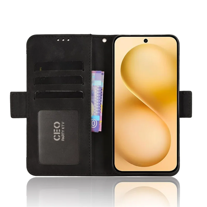 Für vivo X200 FE 5G / S30 Pro mini 5G Lederhülle Handyhülle Brieftasche mit mehreren Kartenfächern - Schwarz