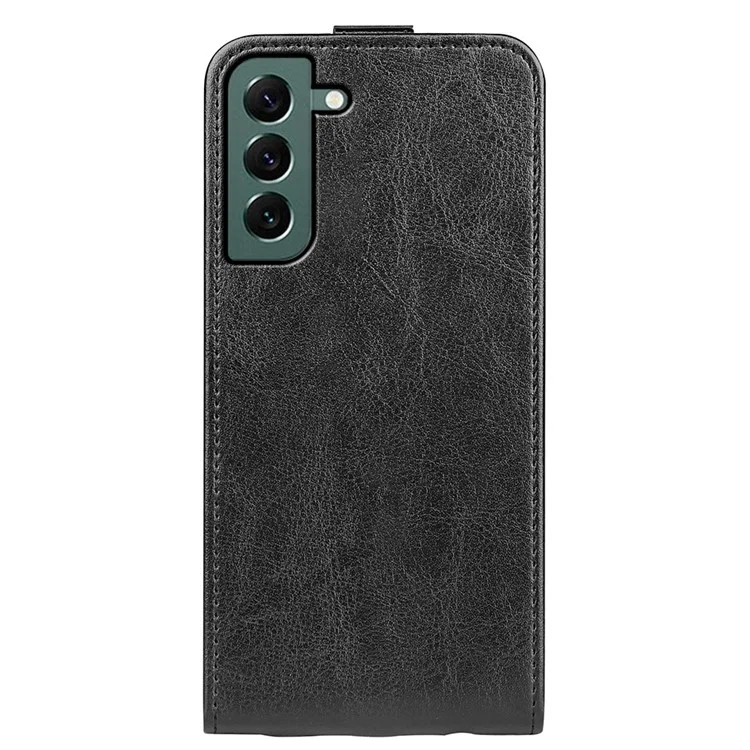Para Samsung Galaxy S23+ Anti-scratch PU Leather Phone Case Fecho Magnético Vertical Flip Textura de Couro de Cavalo Louco Suporte de Cartão Capa de Telefone - Preto