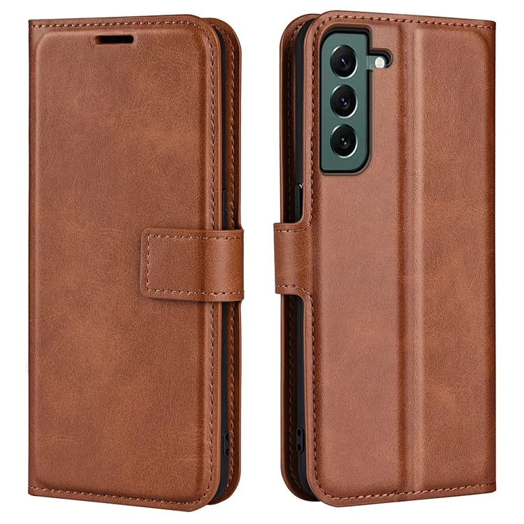 Pour Samsung Galaxy S23+ Anti-empreintes digitales Texture Veau Stand Wallet PU Leather Case Square Magnetic Clasp Flip Phone Cover - Marron Clair