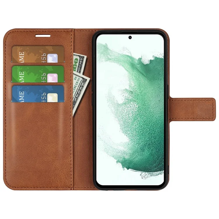 Pour Samsung Galaxy S23+ Anti-empreintes digitales Texture Veau Stand Wallet PU Leather Case Square Magnetic Clasp Flip Phone Cover - Marron Clair