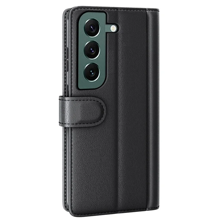 Pour Samsung Galaxy S23 Genuine Split Leather Stand Cover Anti-scratch Phone Wallet Case - Noir