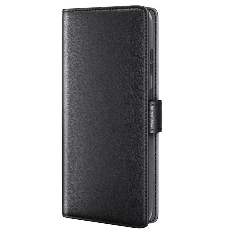 Pour Samsung Galaxy S23 Genuine Split Leather Stand Cover Anti-scratch Phone Wallet Case - Noir