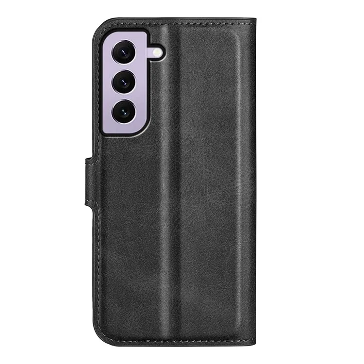 Pour Samsung Galaxy S23 Calf Texture PU Leather Folio Flip Case Square Magnetic Clasp Phone Stand Wallet Cover - Noir