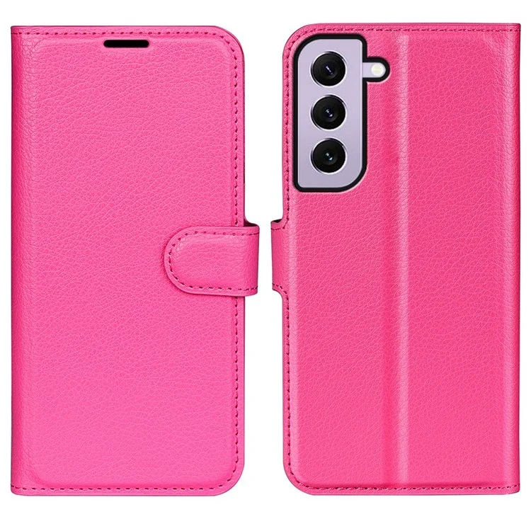 Para Samsung Galaxy S23 Anti-arañazos Textura Litchi PU Leather Full Protection Case Flip Stand Wallet Phone Cover - Rose