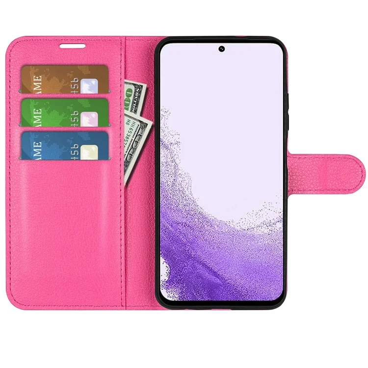 Para Samsung Galaxy S23 Anti-arañazos Textura Litchi PU Leather Full Protection Case Flip Stand Wallet Phone Cover - Rose