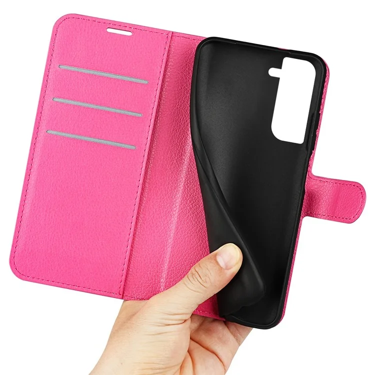 Para Samsung Galaxy S23 Anti-arañazos Textura Litchi PU Leather Full Protection Case Flip Stand Wallet Phone Cover - Rose
