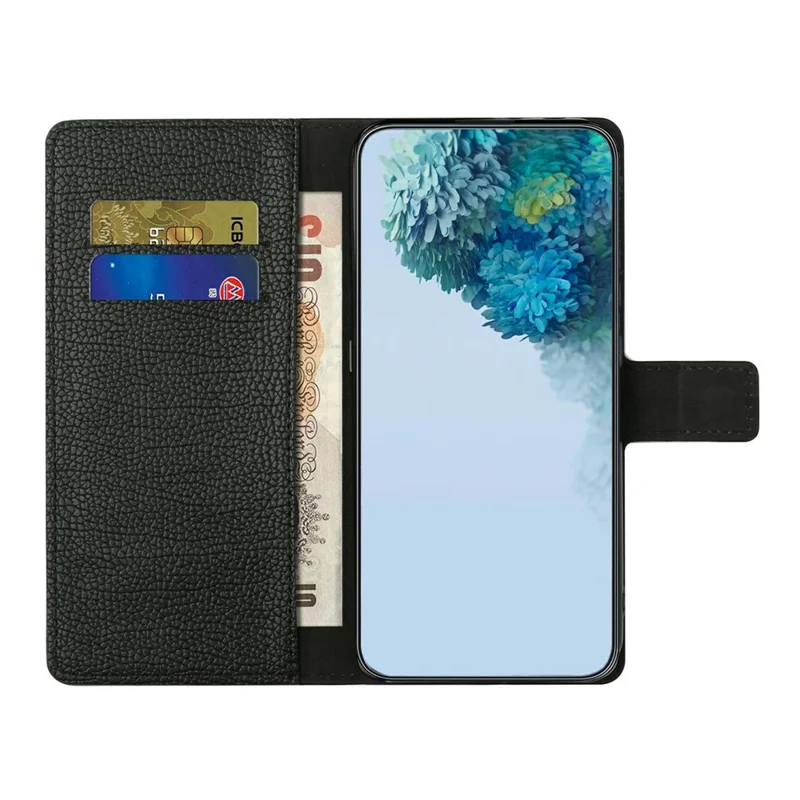 Wallet Case for Motorola Moto G56 5G / G66j 5G / G66y 5G PU Leather Phone Cover Litchi Texture, Black
