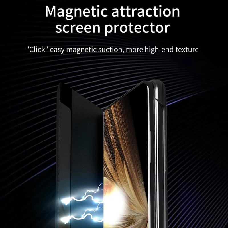 Чехол для Honor Magic V5 5G с окном просмотра, из искусственной кожи, со смарт-подставкой - Черный