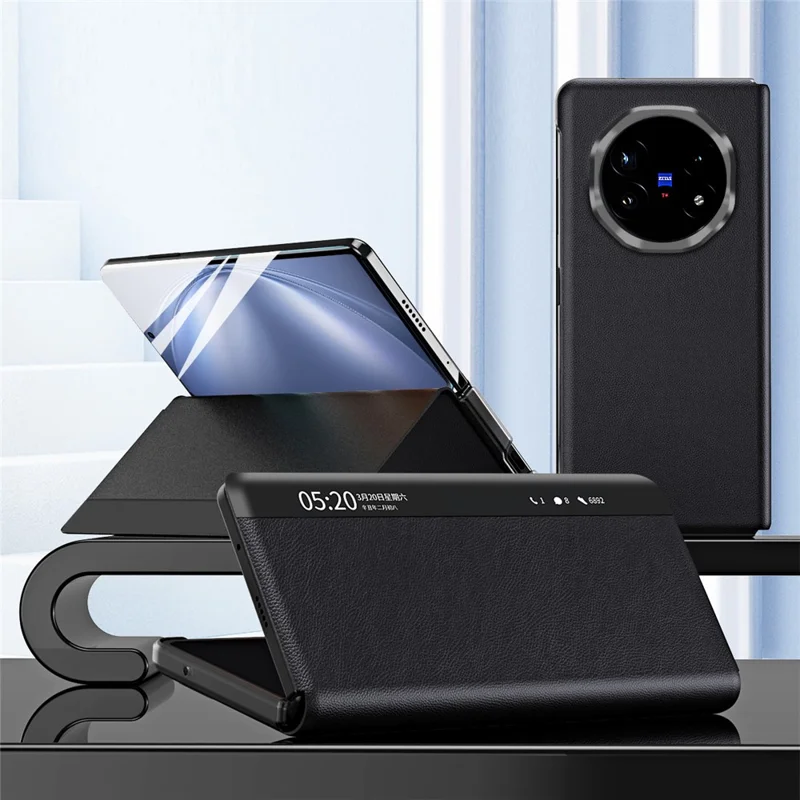 Per vivo X Fold5 5G Custodia Vista Finestra Pelle PU Supporto Custodia Smartphone - Nero