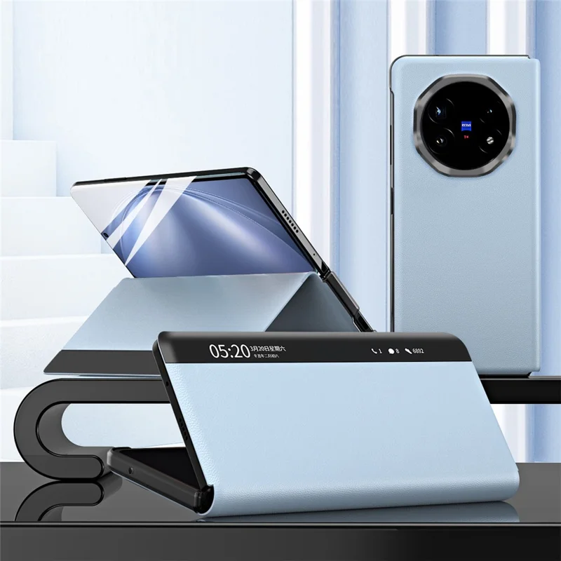 For vivo X Fold5 5G Case View Window PU Leather Stand Smart Phone Cover - Blue