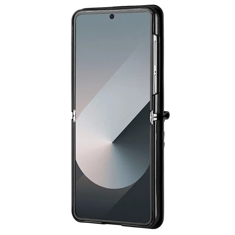LC.IMEEKE L1 Series Capa para Samsung Galaxy Z Flip7 5G com Porta-cartões, Alça de Ombro e Pulso em Couro - Preto