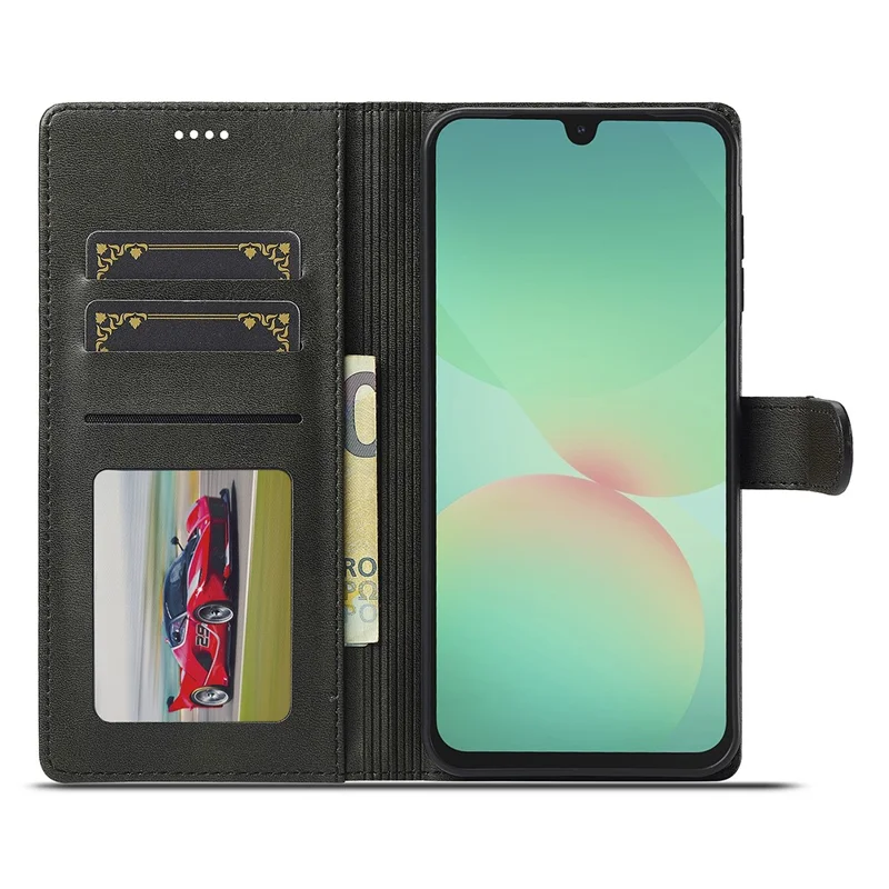 LC.IMEEKE Para Samsung Galaxy A17 Capa de Couro PU com Textura de Bezerro, Suporte de Carteira e Capa de Telefone - Preto