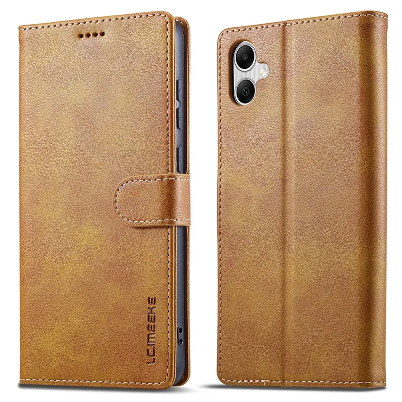 LC.IMEEKE Funda Tipo Cartera de Cuero con Textura de Ternero para Samsung Galaxy A07 - Amarillo