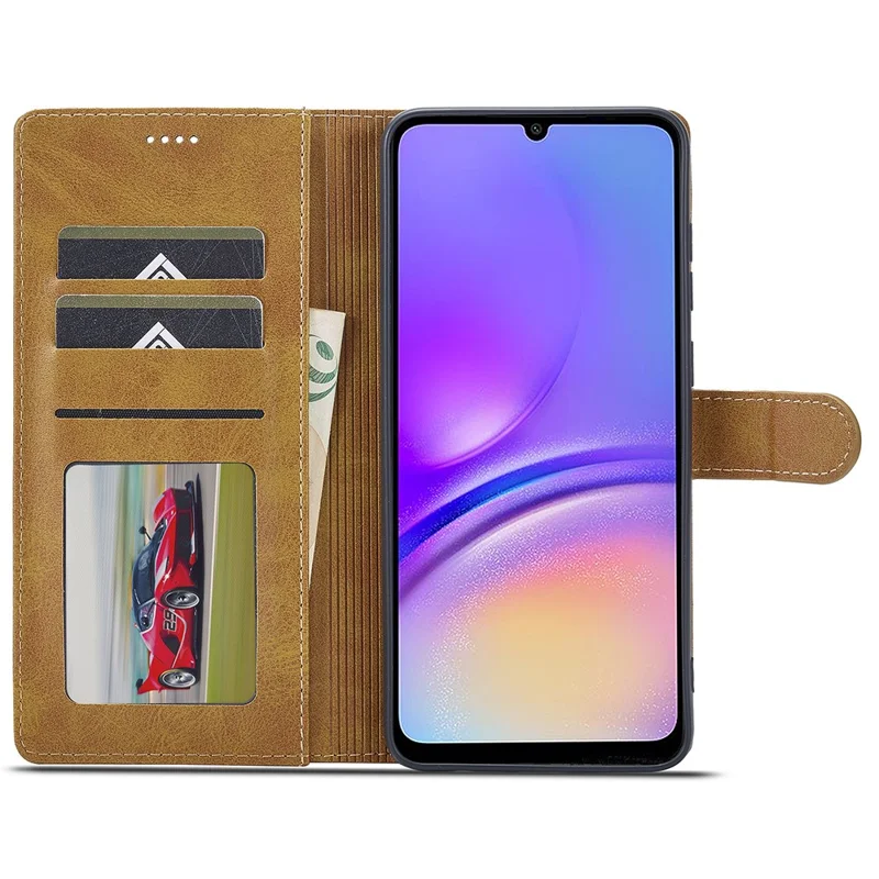 LC.IMEEKE Funda Tipo Cartera de Cuero con Textura de Ternero para Samsung Galaxy A07 - Amarillo