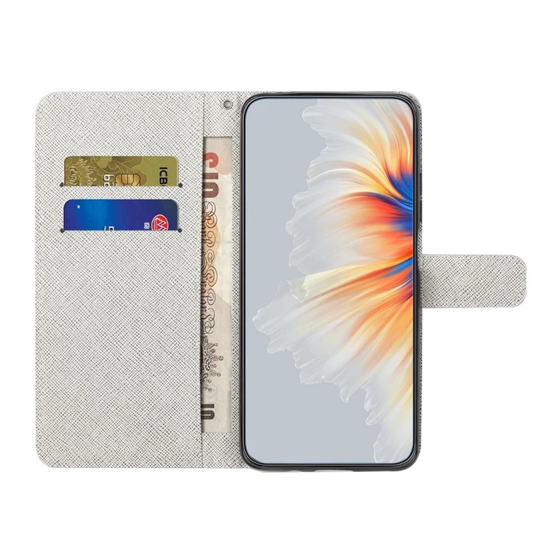 Wallet Case for Motorola Moto G56 5G / G66j 5G / G66y 5G Pattern Print PU Leather Phone Cover Cross Texture - Blue Flower