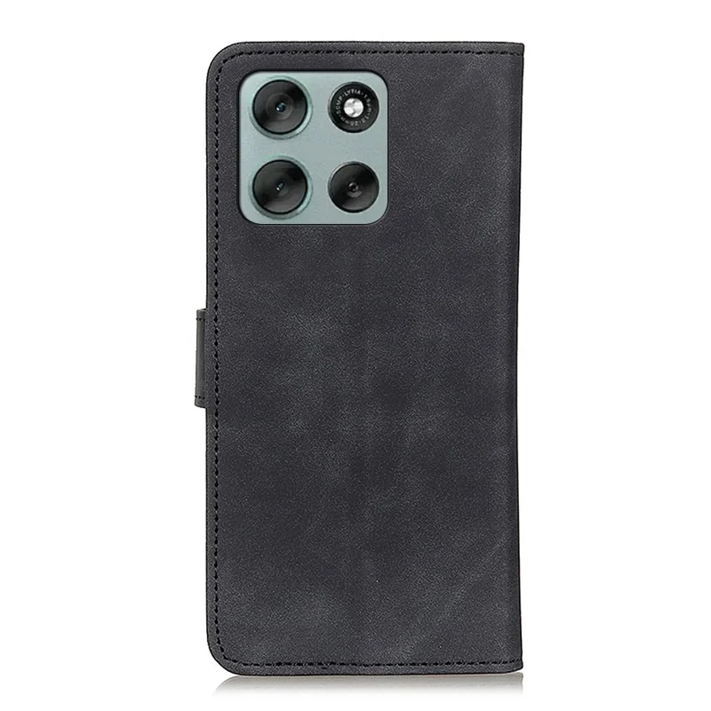 KHAZNEH Für Motorola Moto G56 5G Hülle aus PU-Leder im Retro-Stil Handyhülle - Schwarz