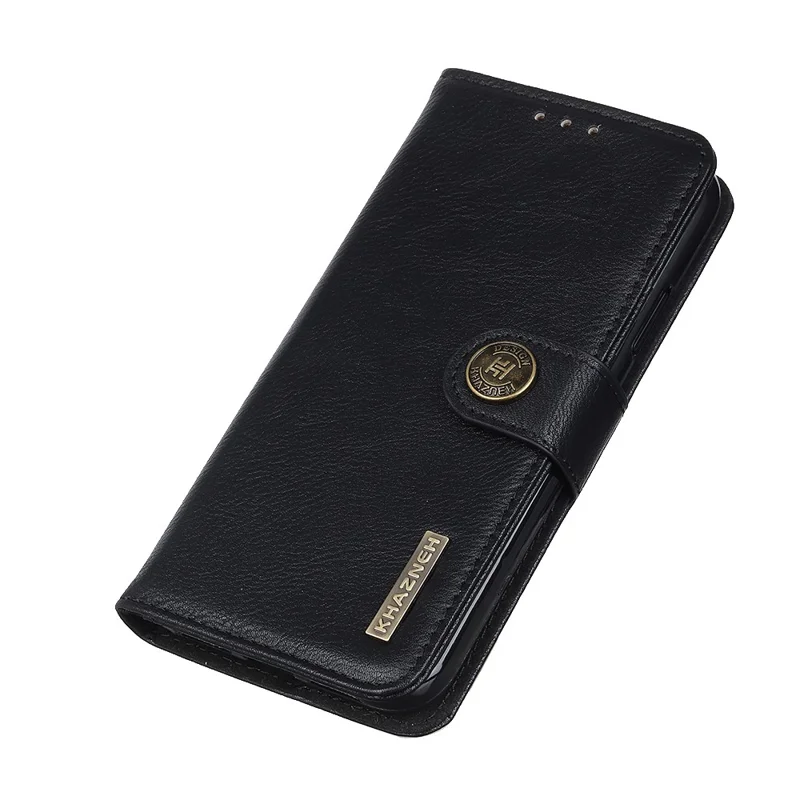 KHAZNEH Funda cartera para Samsung Galaxy S25 FE Textura de cuero de vaca Funda de teléfono plegable - Negro
