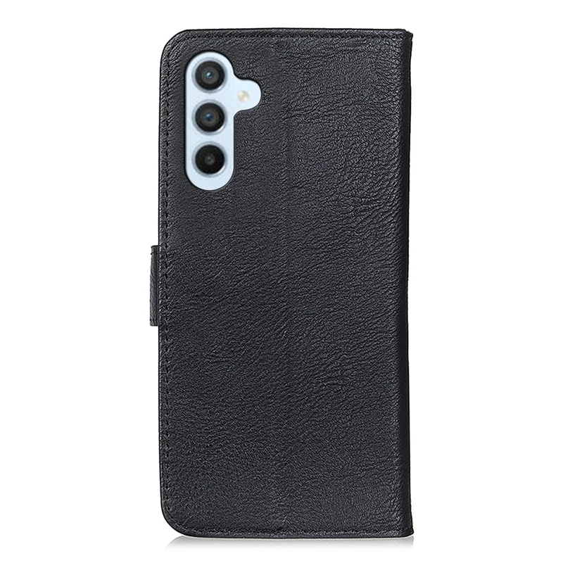 KHAZNEH Funda cartera para Samsung Galaxy S25 FE Textura de cuero de vaca Funda de teléfono plegable - Negro