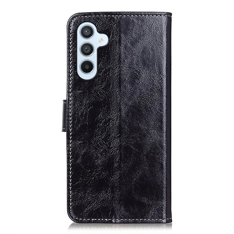 Voor Samsung Galaxy S25 FE Hoesje Portemonnee Leren Telefoonhoes Crazy Horse Structuur - Zwart
