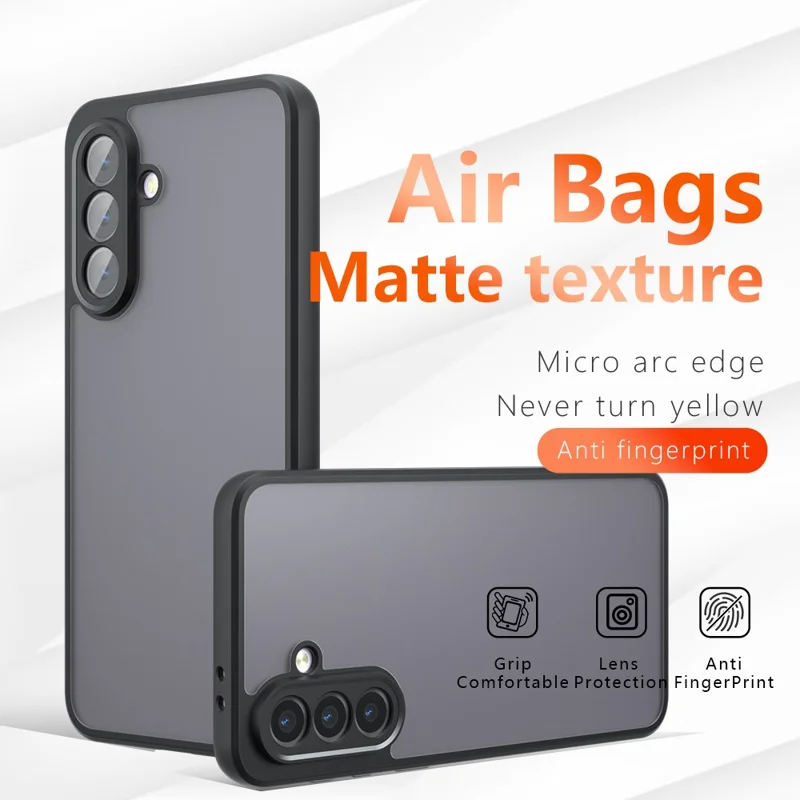 Für Samsung Galaxy A36 5G Hülle Skin-Touch TPU + PC Matte Handyhülle, Transparent Schwarz
