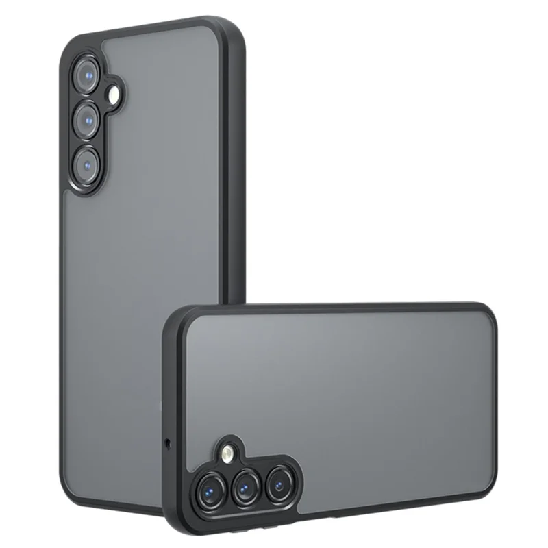 Чехол для Samsung Galaxy F16 5G / M16 5G с матовой кожаной текстурой из TPU и поликарбоната, прозрачно-черный
