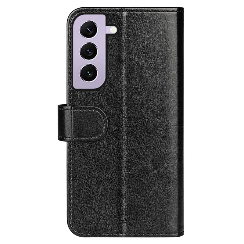 For Samsung Galaxy S23 PU Leather Stand Wallet Case Crazy Horse Texture Folio Flip Anti-scratch Phone Cover - Black