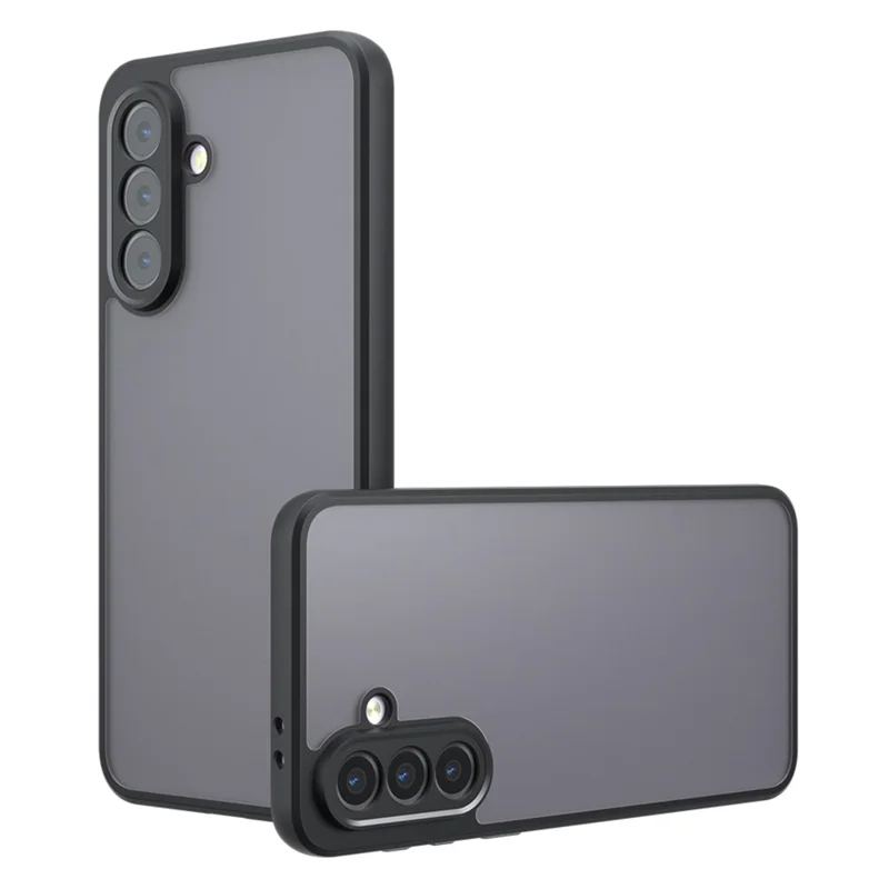 Für Samsung Galaxy A26 5G Hülle Haut-Touch TPU + PC Matte Handyhülle, Transparent Schwarz