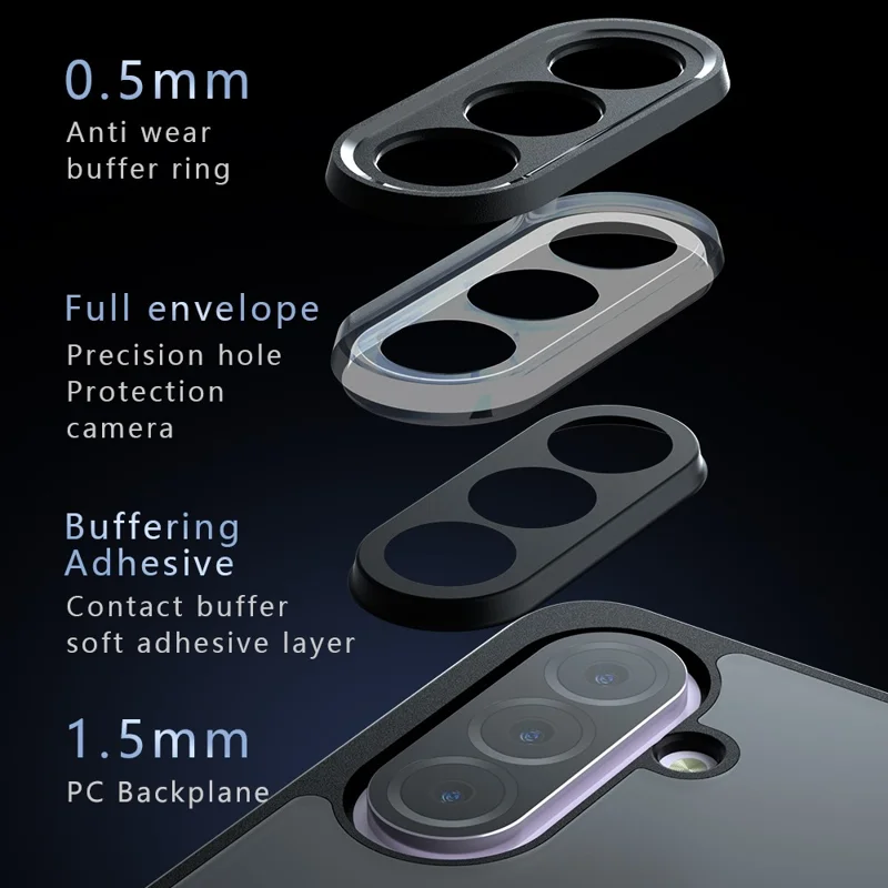 Für Samsung Galaxy A26 5G Hülle Haut-Touch TPU + PC Matte Handyhülle, Transparent Schwarz
