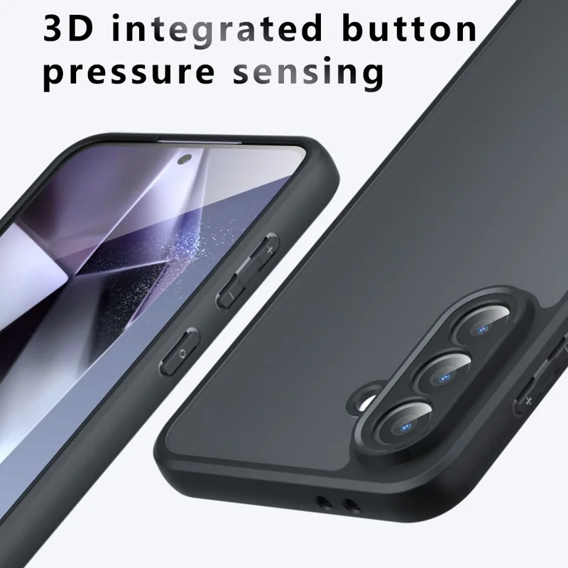 Für Samsung Galaxy A26 5G Hülle Haut-Touch TPU + PC Matte Handyhülle, Transparent Schwarz