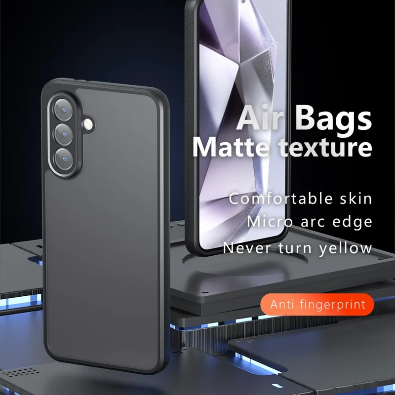Für Samsung Galaxy A26 5G Hülle Haut-Touch TPU + PC Matte Handyhülle, Transparent Schwarz