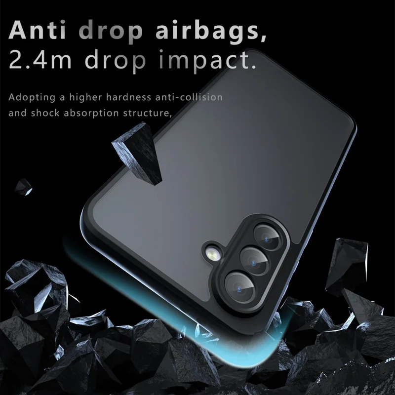 Für Samsung Galaxy A26 5G Hülle Haut-Touch TPU + PC Matte Handyhülle, Transparent Schwarz