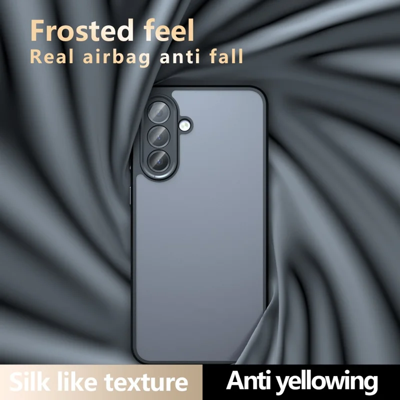 Für Samsung Galaxy A26 5G Hülle Haut-Touch TPU + PC Matte Handyhülle, Transparent Schwarz
