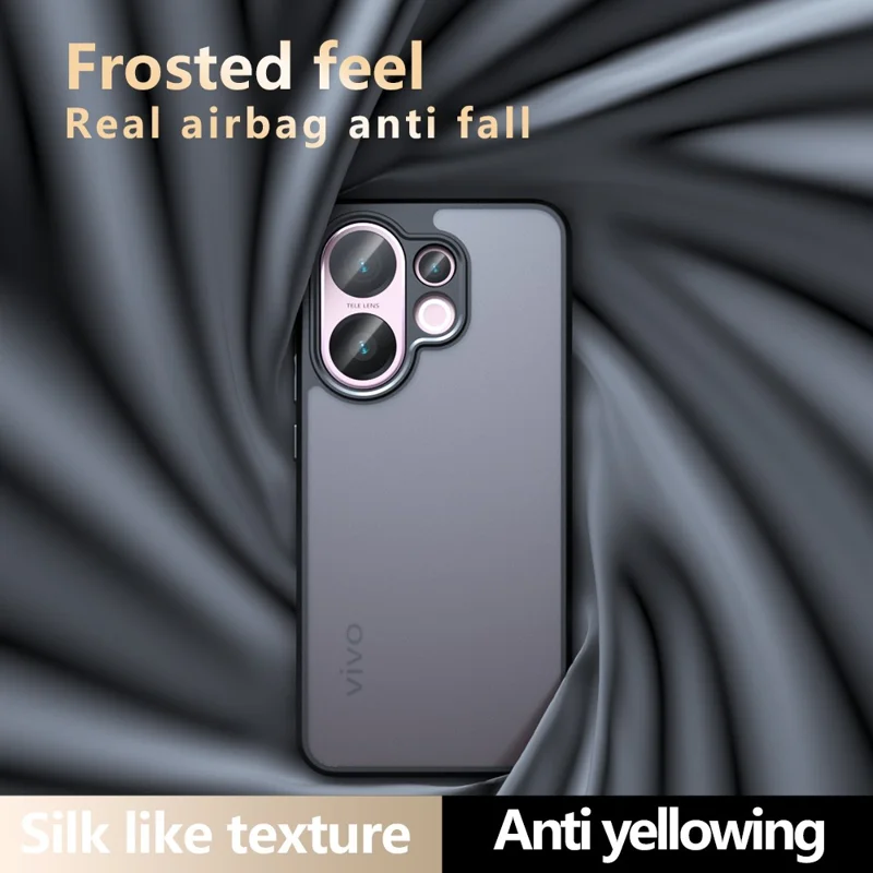 Für vivo S30 5G Hülle Skin-Touch TPU + PC Matt Handyhülle, Transparent Schwarz