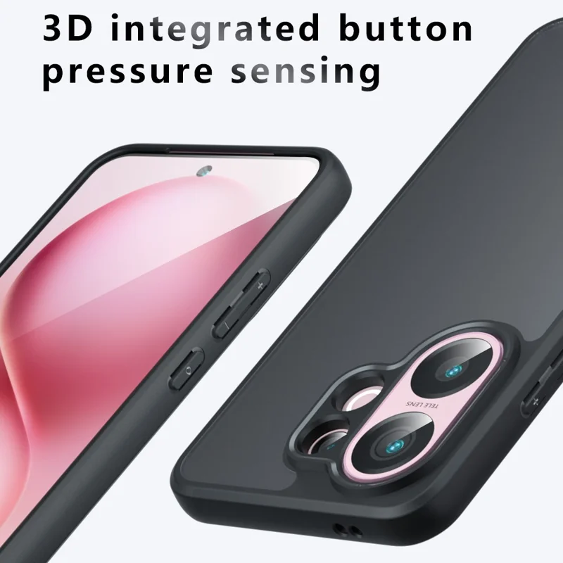 Für vivo S30 5G Hülle Skin-Touch TPU + PC Matt Handyhülle, Transparent Schwarz