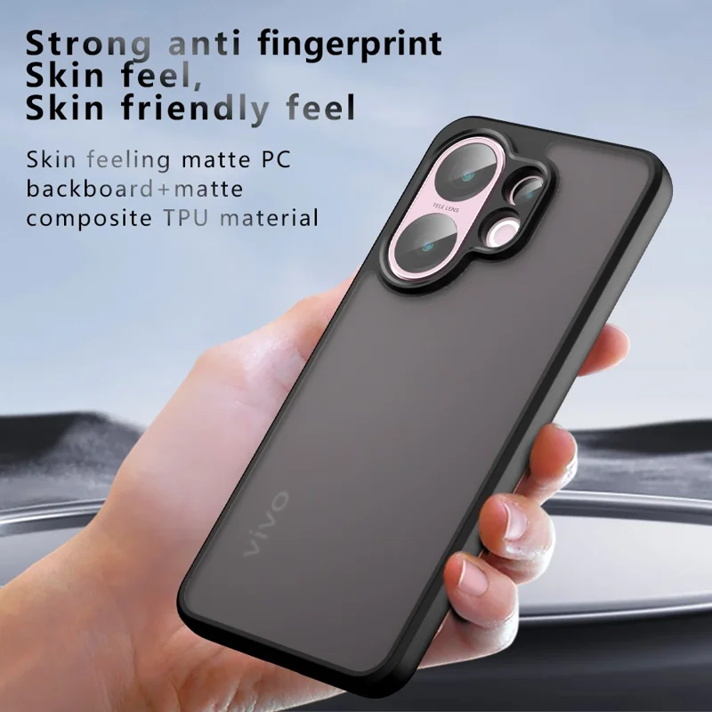 Für vivo S30 5G Hülle Skin-Touch TPU + PC Matt Handyhülle, Transparent Schwarz
