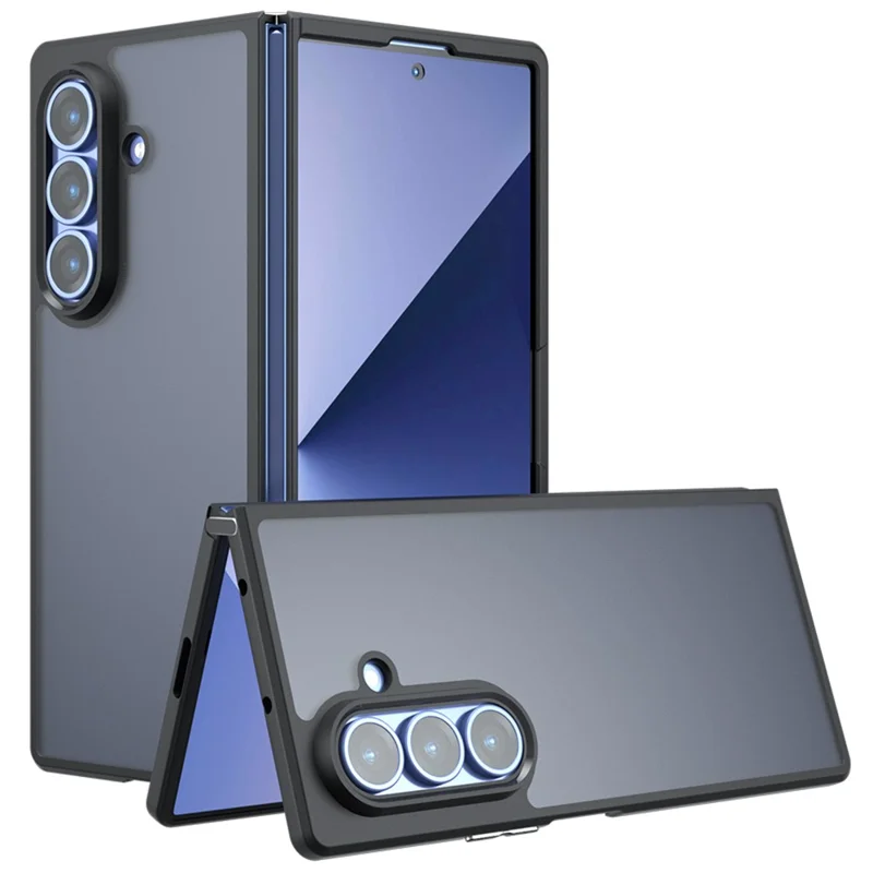Für Samsung Galaxy Z Fold7 5G Hülle Haptik TPU + PC Matter Telefonschutz, Transparent Schwarz