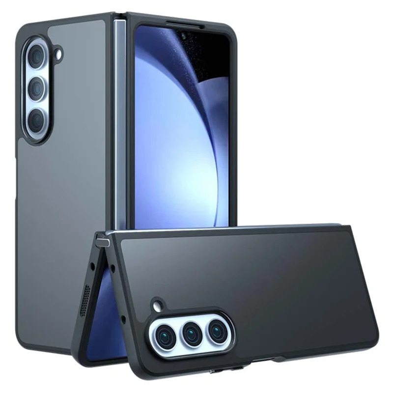 Für Samsung Galaxy Z Fold5 5G Hülle Skin-Touch TPU + PC Matte Handyhülle, Transparent Schwarz