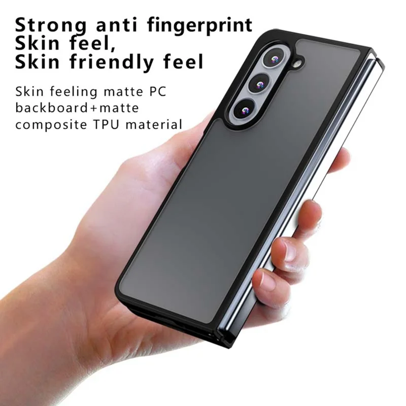 Für Samsung Galaxy Z Fold5 5G Hülle Skin-Touch TPU + PC Matte Handyhülle, Transparent Schwarz
